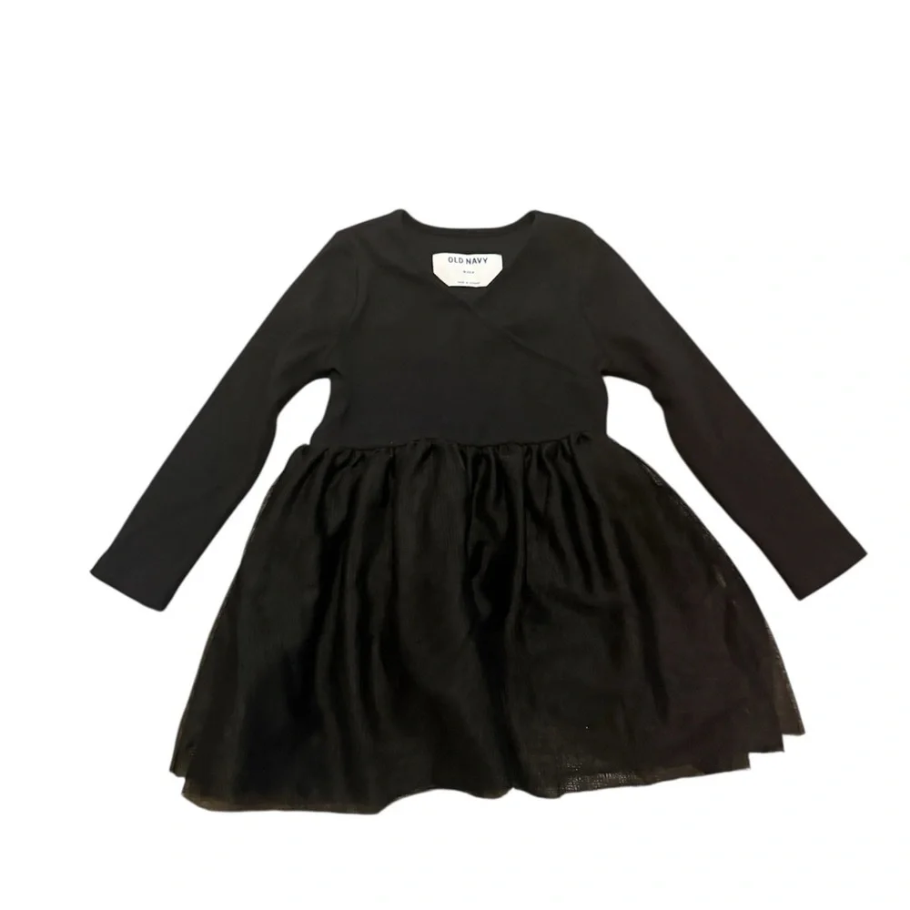 Old Navy Black Long Sleeve Kids Dress